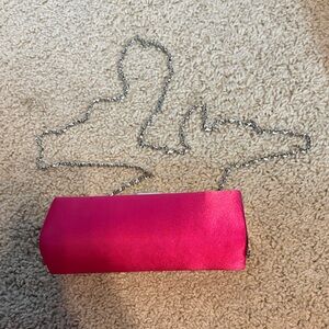 Bijoux Terner Hot Pink Satin Chain Strap Clutch